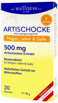Sie sehen eine Packung Wellness ARTISCHOCKE + MARIENDISTEL, Produktbild: 01 Wellness ARTISCHOCKE + MARIENDISTEL, A-Nr.: 4774052 - 01