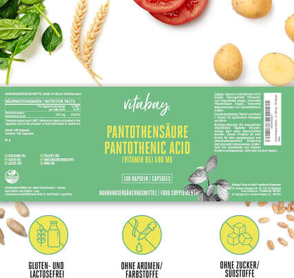 Vitabay Pantothensäure (Vitamin B5) 500 mg Kapseln, A-Nr.: 5878776 - 05