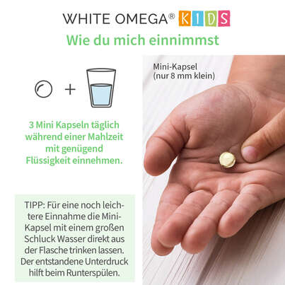 Sie sehen eine Packung Algenöl Kapseln für Kinder – veganes Omega-3 – ohne Carrageen – 330 mg DHA aus Algen, Produktbild: 03 Algenöl Kapseln für Kinder – veganes Omega-3 – ohne Carrageen – 330 mg DHA aus Algen, A-Nr.: 5614209 - 03