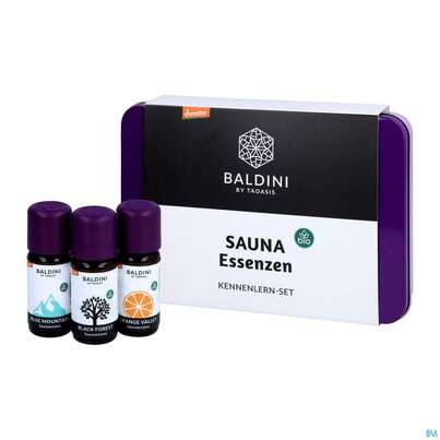 Sie sehen eine Packung Sauna Essenz Taoasis Baldini Kennenlernset 3x10ml 1pk, Produktbild: 06 Sauna Essenz Taoasis Baldini Kennenlernset 3x10ml 1pk, A-Nr.: 4891645 - 06