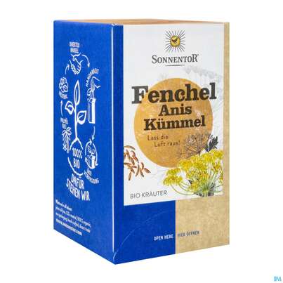 Sie sehen eine Packung Sonnentor Kraeutertee/bio Fenchel-anis-kuemmel 02614 18st, Produktbild: 02 Sonnentor Kraeutertee/bio Fenchel-anis-kuemmel 02614 18st, A-Nr.: 5380757 - 02