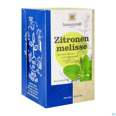 Sie sehen eine Packung Sonnentor Tee/bio Zitronenmelisse Doppelkammmerbtl 02562 18st, Produktbild: 06 Sonnentor Tee/bio Zitronenmelisse Doppelkammmerbtl 02562 18st, A-Nr.: 5048336 - 06