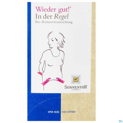 Sie sehen eine Packung Sonnentor In Der Regel Tee Bio 02705 18st, Produktbild: 01 Sonnentor In Der Regel Tee Bio 02705 18st, A-Nr.: 3428796 - 01