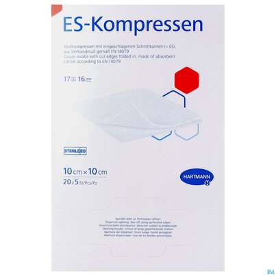 Mullkompressen-es Hartmann/steril 16fach 17faedig 10x 10cm 20x5 100st, A-Nr.: 3062705 - 01