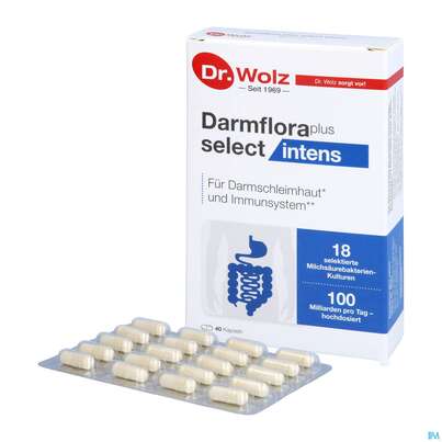 Sie sehen eine Packung Dr.wolz Darmflora Plus Select Intens Kapseln 60648 40st, Produktbild: 04 Dr.wolz Darmflora Plus Select Intens Kapseln 60648 40st, A-Nr.: 5646066 - 04