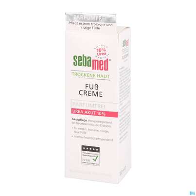 Sie sehen eine Packung Fuss Creme Sebamed Akut Urea 10% Parfuemfrei 100ml, Produktbild: 02 Fuss Creme Sebamed Akut Urea 10% Parfuemfrei 100ml, A-Nr.: 4084956 - 02