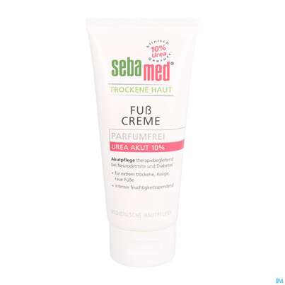 Sie sehen eine Packung Fuss Creme Sebamed Akut Urea 10% Parfuemfrei 100ml, Produktbild: 06 Fuss Creme Sebamed Akut Urea 10% Parfuemfrei 100ml, A-Nr.: 4084956 - 06