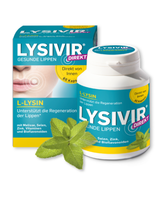 Sie sehen eine Packung LYSIVIR®direkt Kapseln, Produktbild: 01 LYSIVIR®direkt Kapseln, A-Nr.: 4368398 - 01