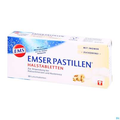 Sie sehen eine Packung Emser Pastillen Zuckerfrei +ingwer 30st, Produktbild: 02 Emser Pastillen Zuckerfrei +ingwer 30st, A-Nr.: 4858004 - 02