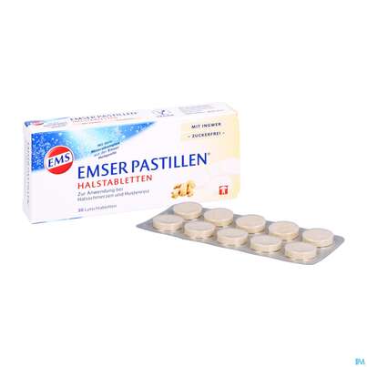 Sie sehen eine Packung Emser Pastillen Zuckerfrei +ingwer 30st, Produktbild: 05 Emser Pastillen Zuckerfrei +ingwer 30st, A-Nr.: 4858004 - 05