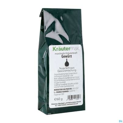Sie sehen eine Packung Kraeuter Max Gewuerz/mischung Nuss-schnaps Ansatz 60g, Produktbild: 02 Kraeuter Max Gewuerz/mischung Nuss-schnaps Ansatz 60g, A-Nr.: 4514807 - 02