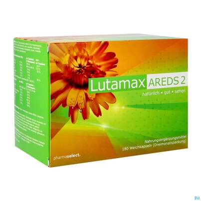 Sie sehen eine Packung Lutamax Kapseln Areds 2/quartal Packung 180st, Produktbild: 02 Lutamax Kapseln Areds 2/quartal Packung 180st, A-Nr.: 5764328 - 02