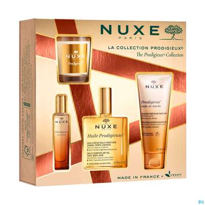 Sie sehen eine Packung Nuxe Xmas/2023/prod.collection Hp Oel 100ml+douche 100 +le Parfum 15ml+kerze 1st, Produktbild: 02 Nuxe Xmas/2023/prod.collection Hp Oel 100ml+douche 100 +le Parfum 15ml+kerze 1st, A-Nr.: 5808818 - 02