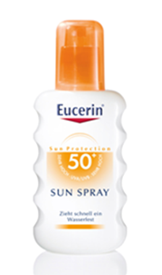 Sie sehen eine Packung Eucerin SUN SPRAY LSF 50+, Produktbild: 01 Eucerin SUN SPRAY LSF 50+, A-Nr.: 3270071 - 01