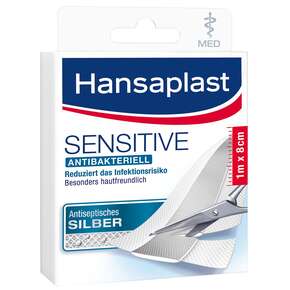 Hansaplast Sensitive MED antibakteriell 1m x 8cm, A-Nr.: 4174180 - 01