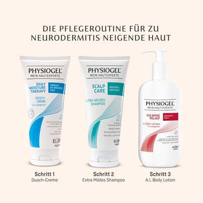 Sie sehen eine Packung PHYSIOGEL® Calming Relief A.I. Body Lotion bei Juckreiz und Rötungen, Produktbild: 05 PHYSIOGEL® Calming Relief A.I. Body Lotion bei Juckreiz und Rötungen, A-Nr.: 5388345 - 05