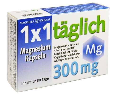 Sie sehen eine Packung Doskar Magnesium 300mg 1x1 30 Kapseln, Produktbild: 01 Doskar Magnesium 300mg 1x1 30 Kapseln, A-Nr.: 2685812 - 01