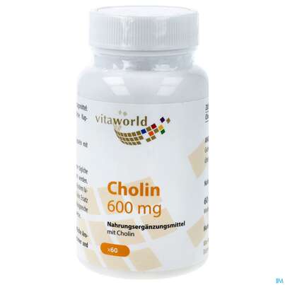 Cholin Kapseln/600mg +cholin- Bitartat Bioverfuegbark. Hoch Vita World 60st, A-Nr.: 5608976 - 01