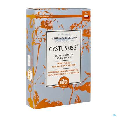 Sie sehen eine Packung Cystus 052 Bio Halspastillen Honig Orange 66st, Produktbild: 02 Cystus 052 Bio Halspastillen Honig Orange 66st, A-Nr.: 4159648 - 02