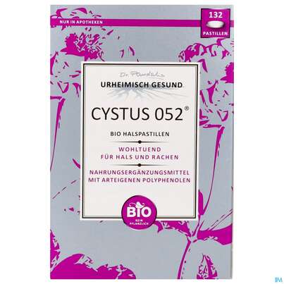 Sie sehen eine Packung Cystus 052 Bio Halspastillen 132st, Produktbild: 01 Cystus 052 Bio Halspastillen 132st, A-Nr.: 4005164 - 01