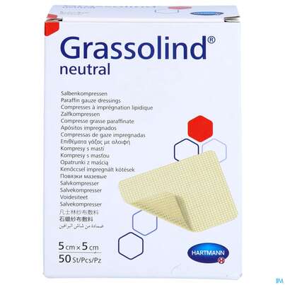 Kompressen Grassolind Neutral Salbenkompresse Steril 5x 5cm 50st, A-Nr.: 2368201 - 01