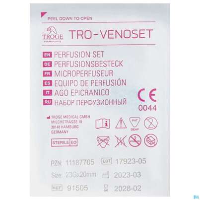 Injektionsspritzen U.zubeh. Butterfly Perfusionsbesteck Tro-venoset 23g 1st, A-Nr.: 4882899 - 01