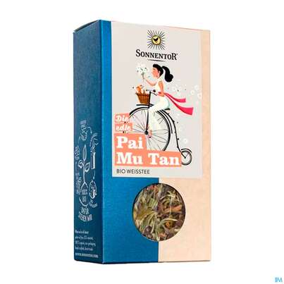 Sie sehen eine Packung Sonnentor Weisser Tee/bio Pai-mu-tan 00903 40g, Produktbild: 01 Sonnentor Weisser Tee/bio Pai-mu-tan 00903 40g, A-Nr.: 3574316 - 01
