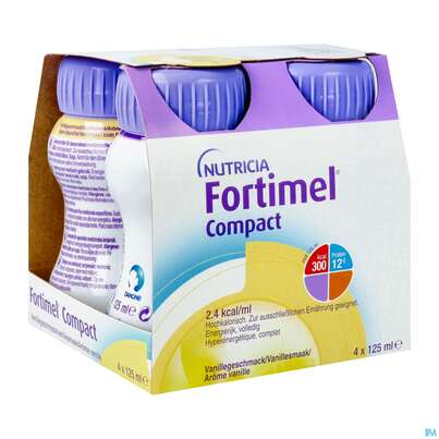Sie sehen eine Packung Fortimel/compact/2.4 125ml Vitalflasche Vanille 24st, Produktbild: 02 Fortimel/compact/2.4 125ml Vitalflasche Vanille 24st, A-Nr.: 4293996 - 02