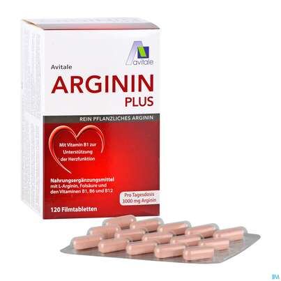 Sie sehen eine Packung Arginin Plus/filmtabl Vit B1+b6+b12+folsaeure 120st, Produktbild: 04 Arginin Plus/filmtabl Vit B1+b6+b12+folsaeure 120st, A-Nr.: 5431242 - 04