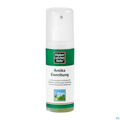 Sie sehen eine Packung Allgäuer Latschenkiefer Arnika Einreibung 100ml, Produktbild: 03 Allgäuer Latschenkiefer Arnika Einreibung 100ml, A-Nr.: 1436478 - 03