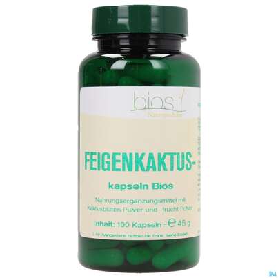 Sie sehen eine Packung Bios Feigenkaktuskapseln 100 Kapseln, Produktbild: 01 Bios Feigenkaktuskapseln 100 Kapseln, A-Nr.: 3891169 - 01
