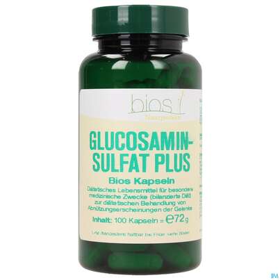Sie sehen eine Packung Bios Glucosaminsulfat Plus 100 Kapseln, Produktbild: 01 Bios Glucosaminsulfat Plus 100 Kapseln, A-Nr.: 3891330 - 01