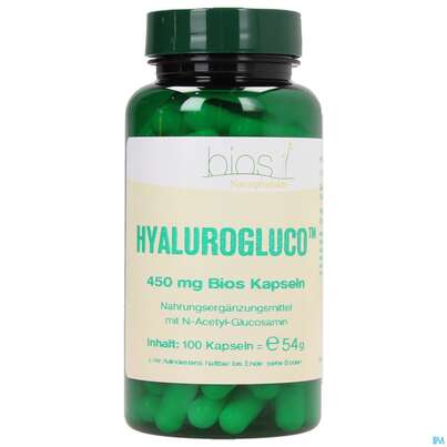 Sie sehen eine Packung Bios Hyalurogluco™ 450mg 100 Kapseln, Produktbild: 01 Bios Hyalurogluco™ 450mg 100 Kapseln, A-Nr.: 3891560 - 01