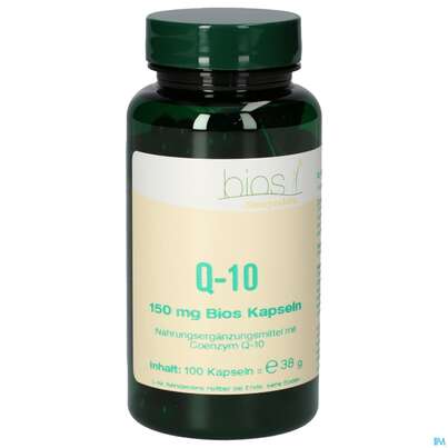 Sie sehen eine Packung Bios Q-10 150mg 100 Kapseln, Produktbild: 01 Bios Q-10 150mg 100 Kapseln, A-Nr.: 3892909 - 01