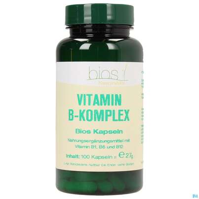 Sie sehen eine Packung Bios Vitamin B Komplex 100 Kapseln, Produktbild: 02 Bios Vitamin B Komplex 100 Kapseln, A-Nr.: 3893493 - 02