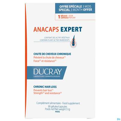 Sie sehen eine Packung Ducray Anacaps F.d.haar Haarausfall Kapseln Expert23 90st, Produktbild: 05 Ducray Anacaps F.d.haar Haarausfall Kapseln Expert23 90st, A-Nr.: 5688886 - 05