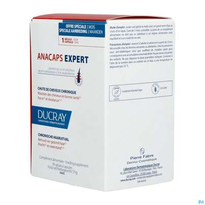 Sie sehen eine Packung Ducray Anacaps F.d.haar Haarausfall Kapseln Expert23 90st, Produktbild: 07 Ducray Anacaps F.d.haar Haarausfall Kapseln Expert23 90st, A-Nr.: 5688886 - 07