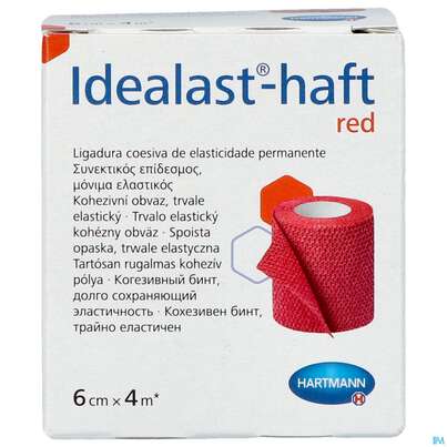 Elastische Binden Idealast/haft Kohaesiv/color Rot 4mx 6cm 1st, A-Nr.: 4174636 - 01