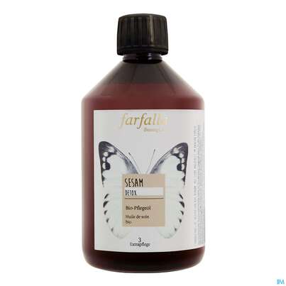 Sie sehen eine Packung Farfalla Pflegeoel/bio Sesam Detox 500ml, Produktbild: 02 Farfalla Pflegeoel/bio Sesam Detox 500ml, A-Nr.: 5236693 - 02