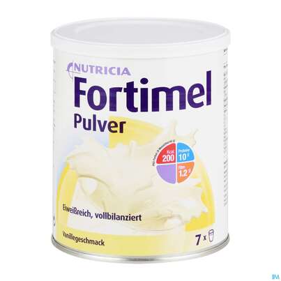 Sie sehen eine Packung Fortimel/pulver Dose 335g Vanille 12st, Produktbild: 01 Fortimel/pulver Dose 335g Vanille 12st, A-Nr.: 3994538 - 01