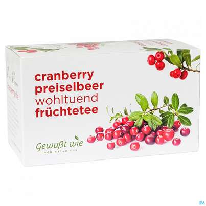 Sie sehen eine Packung Gewusst Wie Tee/beutel Cranberry Preiselbeer 20st, Produktbild: 01 Gewusst Wie Tee/beutel Cranberry Preiselbeer 20st, A-Nr.: 4764852 - 01