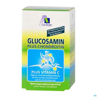 Sie sehen eine Packung Glucosamin Chondroitin Kapseln/750mg Avi 180st, Produktbild: 02 Glucosamin Chondroitin Kapseln/750mg Avi 180st, A-Nr.: 3831316 - 02