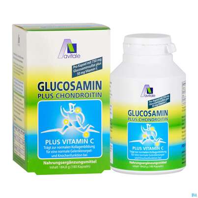 Sie sehen eine Packung Glucosamin Chondroitin Kapseln/750mg Avi 180st, Produktbild: 04 Glucosamin Chondroitin Kapseln/750mg Avi 180st, A-Nr.: 3831316 - 04