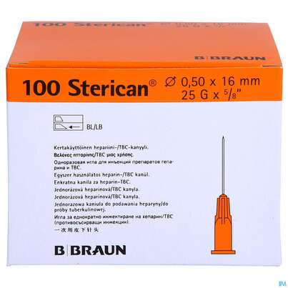 Injektionsspritzen U.zubeh. Einmalkanuelen Braun/sterican/heparin G25x5/8 0,50x16mm 46578 100st, A-Nr.: 3048562 - 01