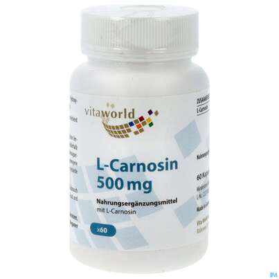 Sie sehen eine Packung L-carnosin Kapseln 500mg Vegetarisch Vita World 60st, Produktbild: 01 L-carnosin Kapseln 500mg Vegetarisch Vita World 60st, A-Nr.: 4836304 - 01