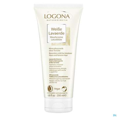 Sie sehen eine Packung Logona Lavaerde/weiss Waschcreme Lotusbluete 200ml, Produktbild: 01 Logona Lavaerde/weiss Waschcreme Lotusbluete 200ml, A-Nr.: 5410375 - 01