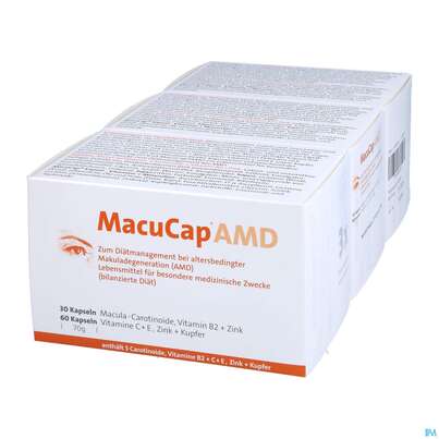 Sie sehen eine Packung Macucap Amd Kapseln Quartalspackung 90+180 270st, Produktbild: 02 Macucap Amd Kapseln Quartalspackung 90+180 270st, A-Nr.: 4832192 - 02