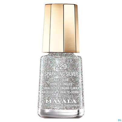 Sie sehen eine Packung Mavala Nagellacke 229 Sparkling Silver 5ml, Produktbild: 01 Mavala Nagellacke 229 Sparkling Silver 5ml, A-Nr.: 3885275 - 01