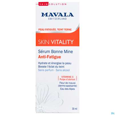 Sie sehen eine Packung Mavala Skin Vitality Serum 533.02 30ml, Produktbild: 01 Mavala Skin Vitality Serum 533.02 30ml, A-Nr.: 4910667 - 01