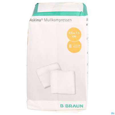 Mullkompressen Askina 8fach/unsteril 7,5x 7,5cm 100st, A-Nr.: 1779008 - 01